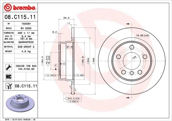 BMW F20 F21 F22 F23 Arka Fren Diski BREMBO