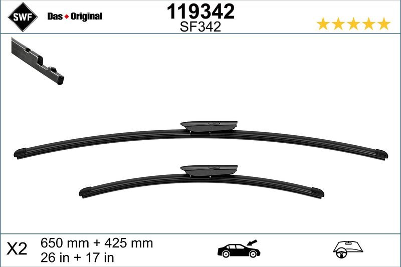 BMW F40 F44 Silecek Süpürgesi Takımı 650mm / 425mm SWF VALEO