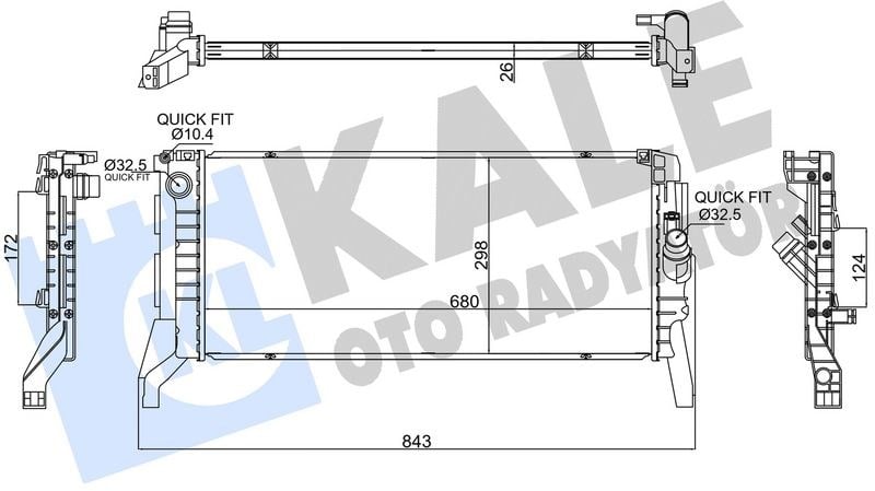 BMW F40 F44 F45 F46 F48 F39 Mini F54 F60 Motor Su Radyatörü KALE-RADYATOR