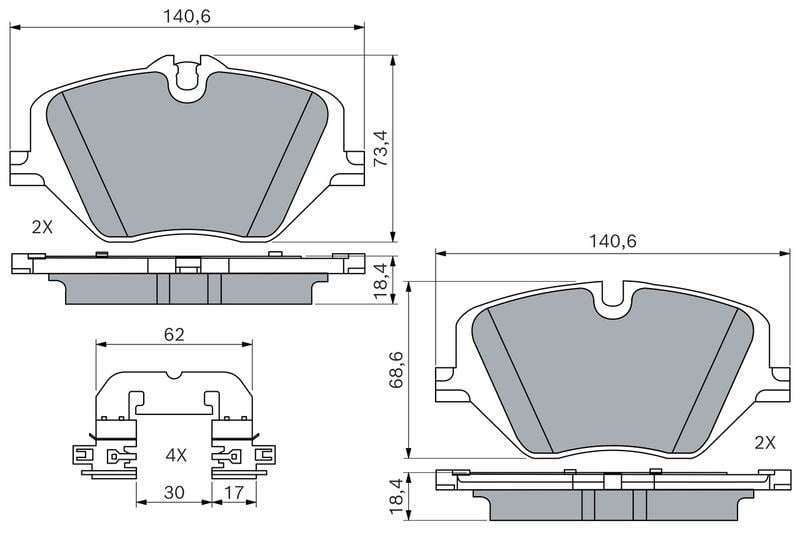BMW F70 F74 U06 U12 U11 U10 Ön Fren Balatası BOSCH