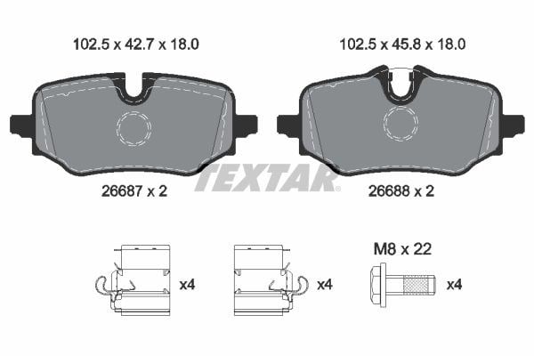 BMW F70 F74 F78 U06 U12 U11 U10 Mini J05 J01 U25 Arka Fren Balatası TEXTAR