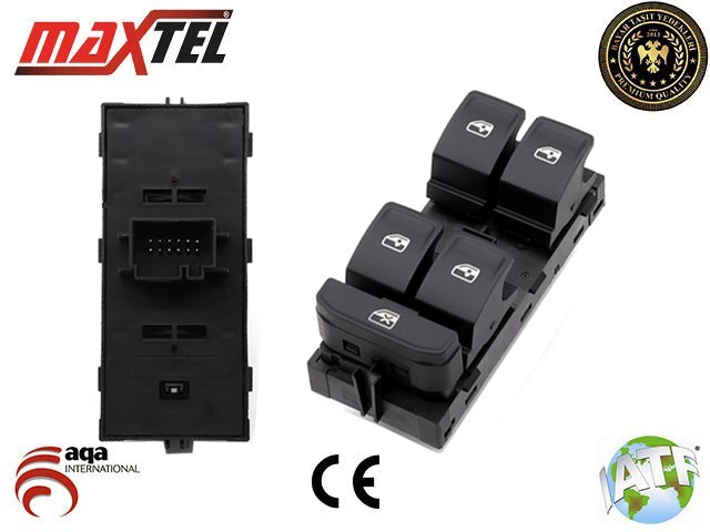 Skoda Fabia Rapid Cam Kaldırma Anahtarı Sol 4'lü Yeşil Işık 12 Pin MAXTEL