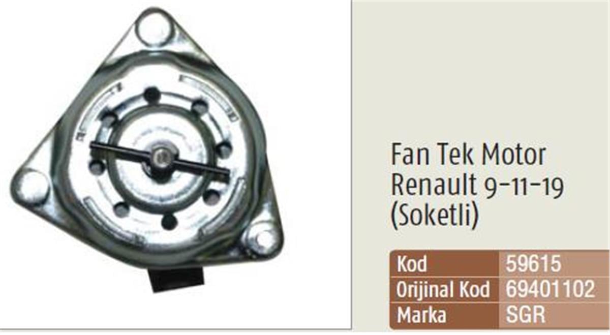 Fan Motor Tek 12V Renault R9-R11-19 Soketli