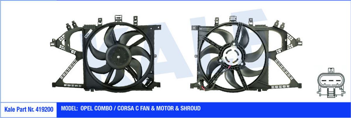 Fan Motoru Davlumbazlı Corsa C-Combo 160W-360Mm