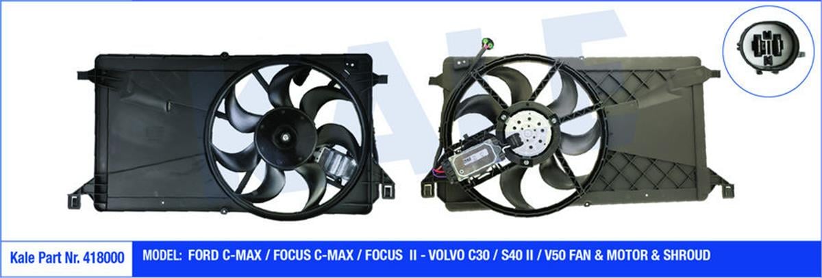 Fan Motoru Davlumbazlı Ford Cmax-Focus-Focus Iı-Volvo C30-S40 Iı-V50 (250W-390Mm