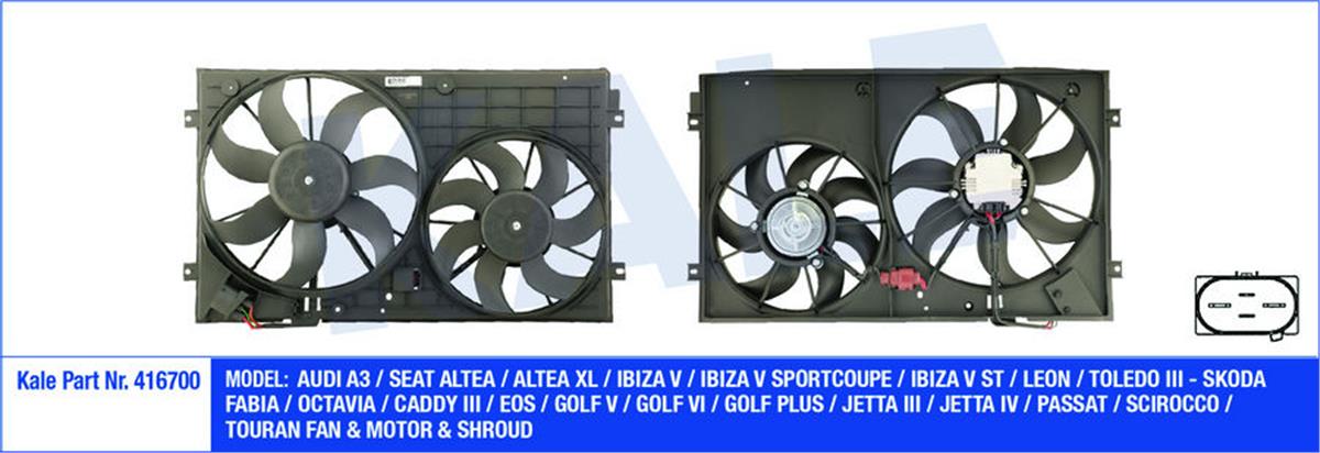 Fan Motoru Davlumbazlı Komple Caddy 04 Golf 5 1.4 Fsı-Tsı-1.6 Fsı 03-08 150W-295