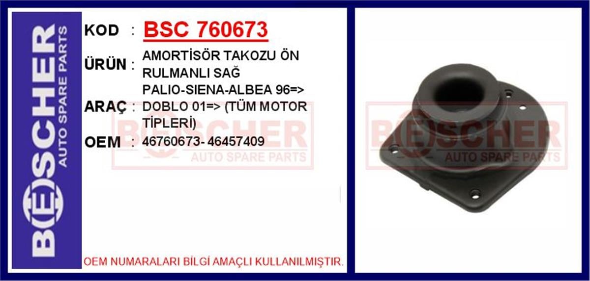Fiat Palio Siena Albea Doblo Amortisör Takozu Ön Rulmanlı 46760673-46457409