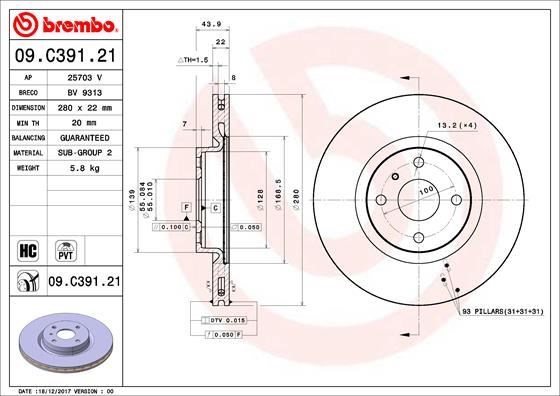 Fiat Ön Fren Diski UV Coated BREMBO