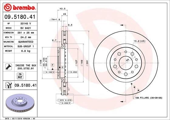 Fiat Ön Fren Diski UV Kaplamalı BREMBO