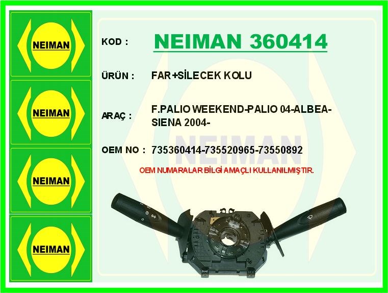 Fiat Palio Weekend Far Silecek Kolu BESCHER