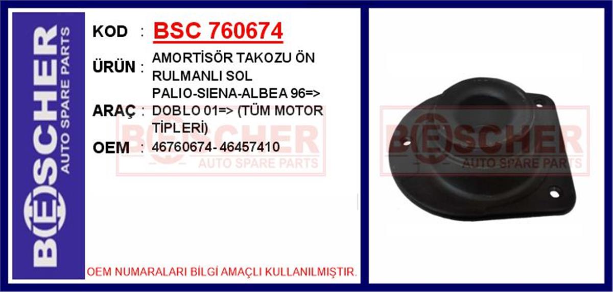 Fiat Palio Siena Albea Doblo Amortisör Takozu Ön Rulmanlı Sol 46760674-46457410