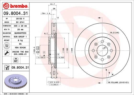 Fiat Ön Fren Diski UV Kaplamalı BREMBO