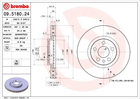 Fiat Ön Fren Diski Standard BREMBO