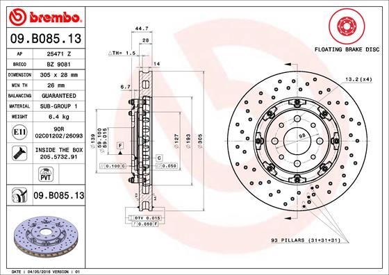 Fiat Ön Fren Diski [Floating] BREMBO