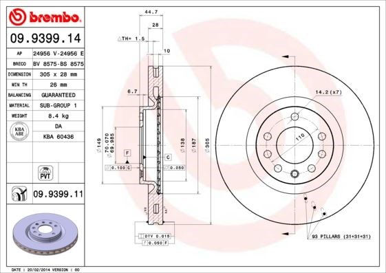Fiat Ön Fren Diski UV Kaplamalı BREMBO