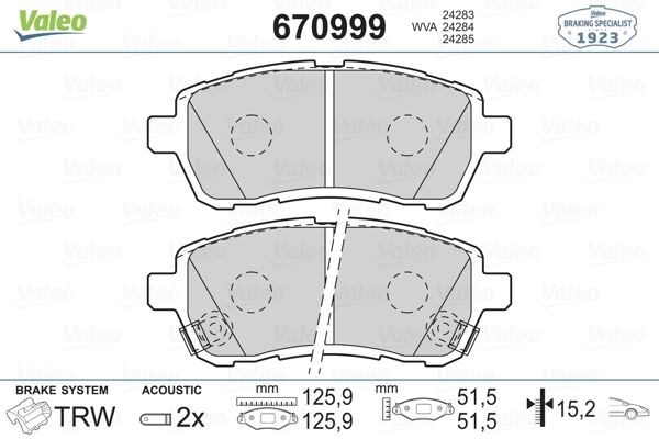 Ford Fiesta 6 Suzuki Swift Justy Mazda 2 Daihatsu Sirion Ön Fren Balatası VALEO