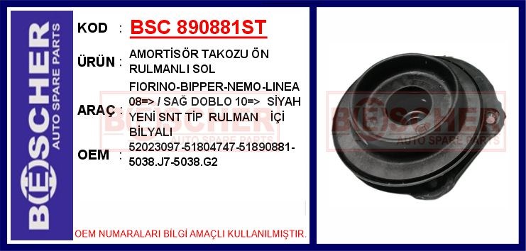 Fiat Fiorino Ön Rulmanlı Sol Amortisör Takozu BESCHER