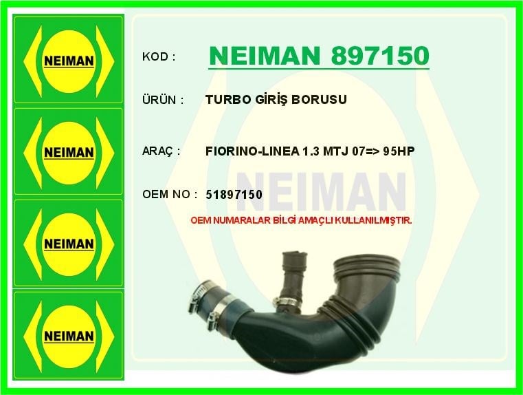 Fiat Fiorino Turbo Giriş Borusu 1.3 MTJ 95HP BESCHER