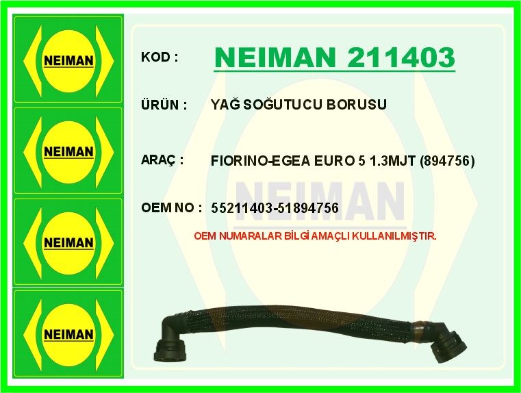 Fiat Fiorino Egea Yağ Soğutucu Borusu Euro 5 1.3MJT BESCHER