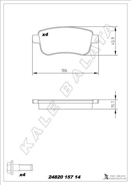Renault Fluence Arka Fren Balatası KALE-BALATA