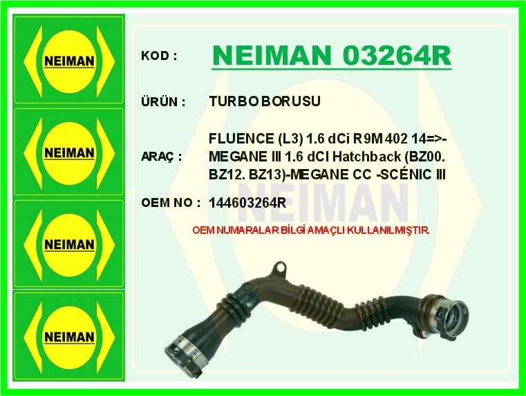 Renault Fluence Turbo Borusu 1.6 dCi R9M 402 BESCHER
