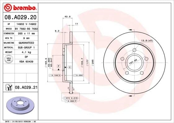 Focus II C-Max Mazda III Arka Fren Disk Aynası BREMBO