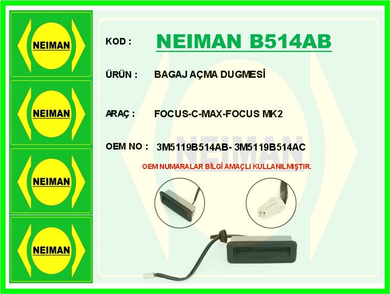 Ford Focus Bagaj Açma Butonu Kablolu BESCHER