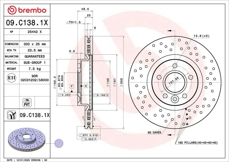 Ford Focus II III C-Max Kuga I II Connect Volvo C30 C70 II S40 II V50 Ön... BREMBO