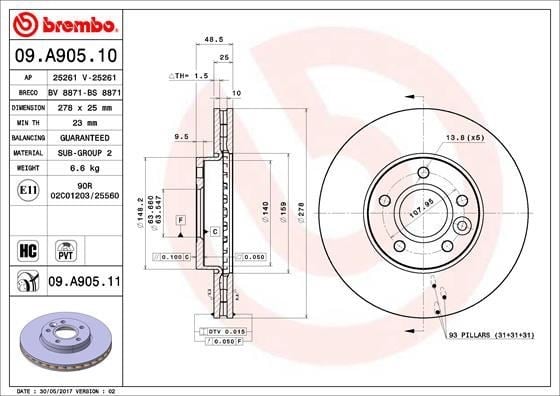 Ford Focus III Ön Fren Aynası Disk BREMBO