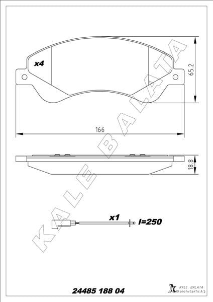 Ford Transit V347 Ön Fren Balatası Fişli KALE-BALATA