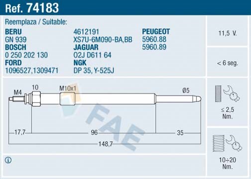Ford Transit Kızdırma Bujisi FAE