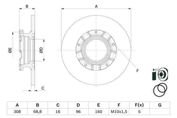 Ford Transit Custom Arka Fren Disk Aynası BOSCH