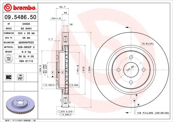 Ford Ön Fren Diski Standard BREMBO