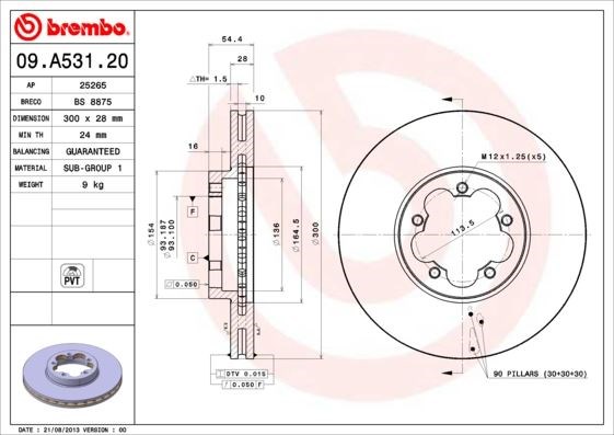 Ford Transit V348 Ön Fren Disk Aynası BREMBO