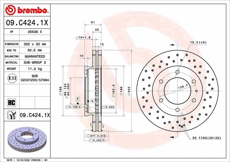Ford Ranger Ön Fren Diski Delikli BREMBO