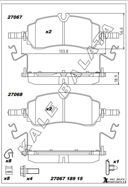 Ford Transit Custom Arka Fren Balatası KALE-BALATA