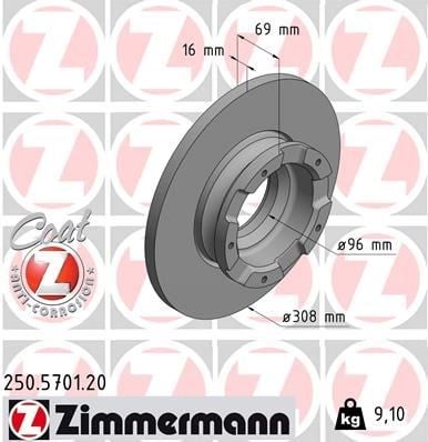 Ford Transit Custom V362 Arka Fren Diski ABS'li ZIMMERMANN
