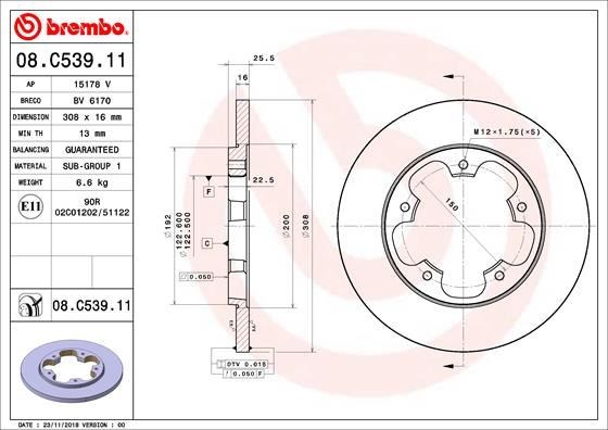 Ford Transit V363 Arka Fren Diski Tek Teker BREMBO