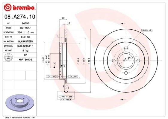 Ford Arka Fren Diski Standart BREMBO