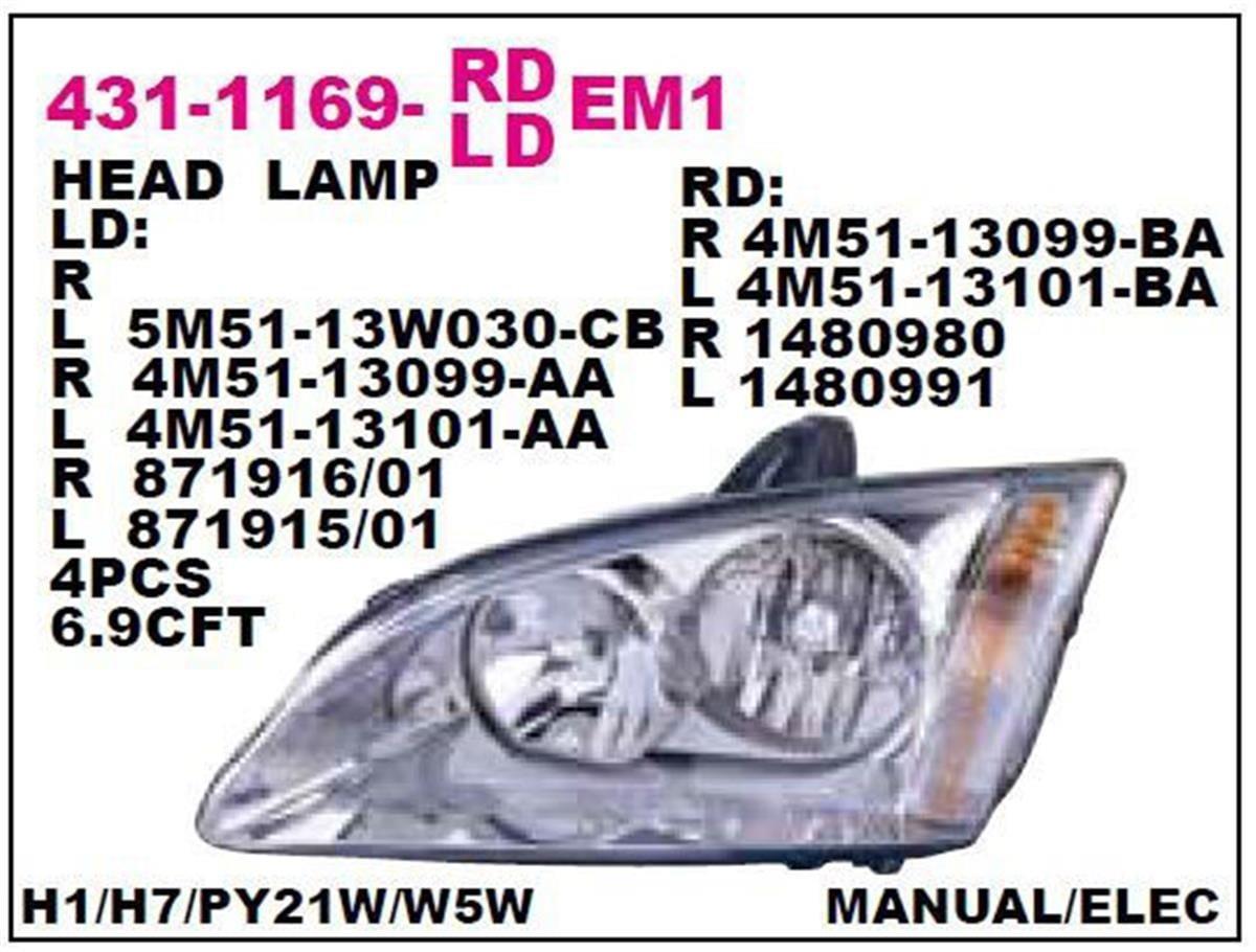 Ford Focus Bm 05- Sağ Far Depo 4M51 13099 Ad