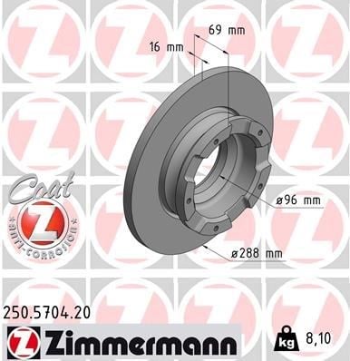 Ford Transit Custom V362 Arka Fren Diski 2.2TDCI ZIMMERMANN