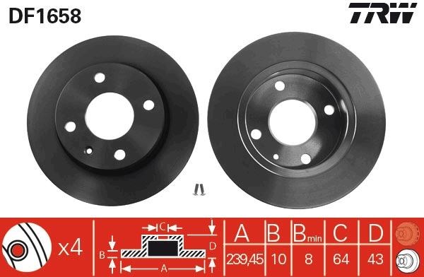 Ford Escort 5 Ön Fren Disk Aynası Düz 239.45MM TRW