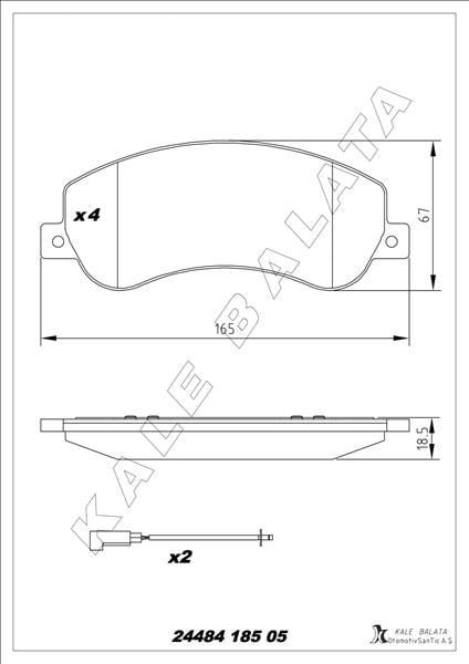 Ford Transit V348 Ön Fren Balatası Aksesuarlı KALE-BALATA
