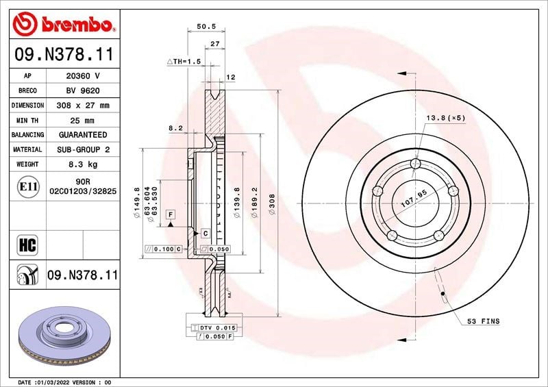 Ford Kuga III Ön Fren Disk Aynası BREMBO