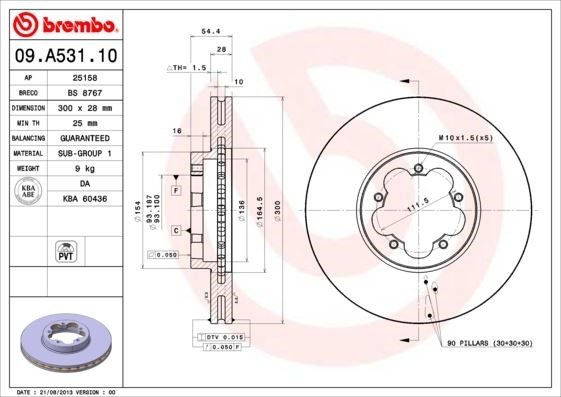 Ford Transit V347 Ön Fren Disk Aynası BREMBO