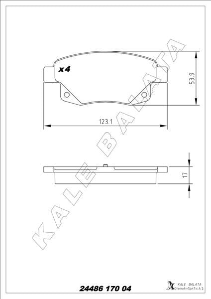 Ford Transit V347 Arka Fren Balatası Fişsiz KALE-BALATA