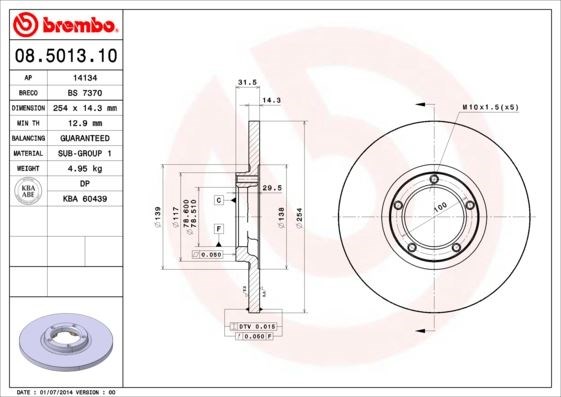 Ford Ön Fren Diski Standard BREMBO