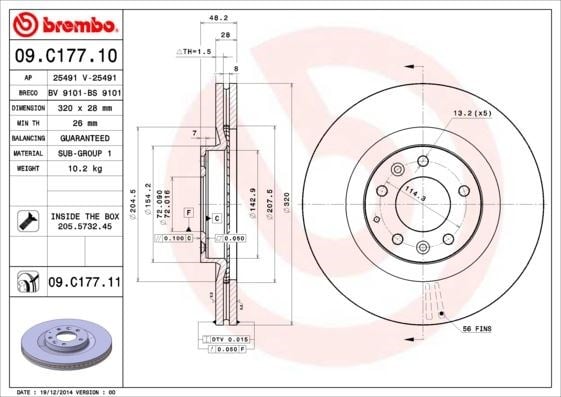 Ford Ön Fren Diski UV Coated BREMBO