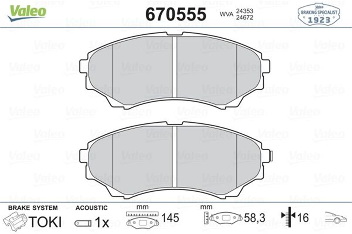 Mazda 4 B 2500 Ranger Ön Fren Balatası Umy13328za-3M352001aa-Wva24353