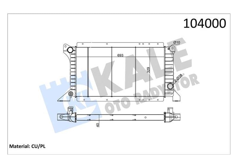 Ford Transit Turbo T12 T15 2.5D 97>01 Manuel Uzun Tip Motor Radyatörü KALE-RADYATOR